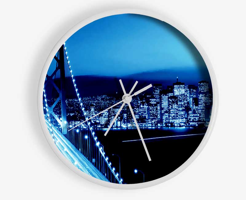 Brooklyn Bridge Blues Clock - Wallart-Direct UK