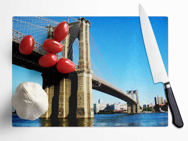 Brooklyn Bridge By Day Glass Chopping Board