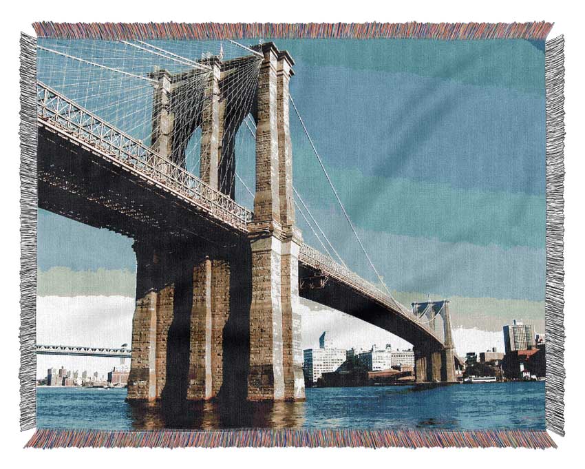 Brooklyn Bridge By Day Woven Blanket