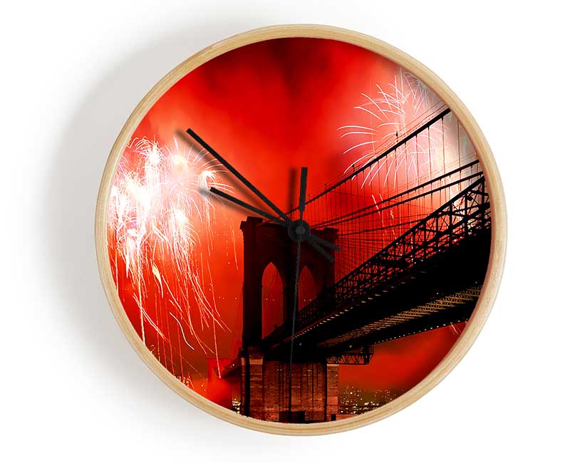 Brooklyn Bridge Fireworks Clock - Wallart-Direct UK