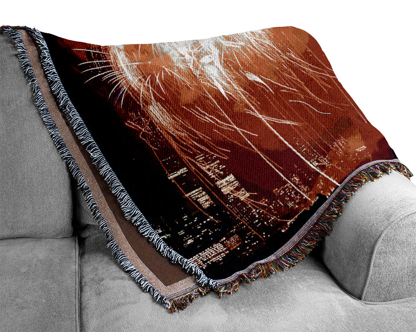 Brooklyn Bridge Fireworks Woven Blanket