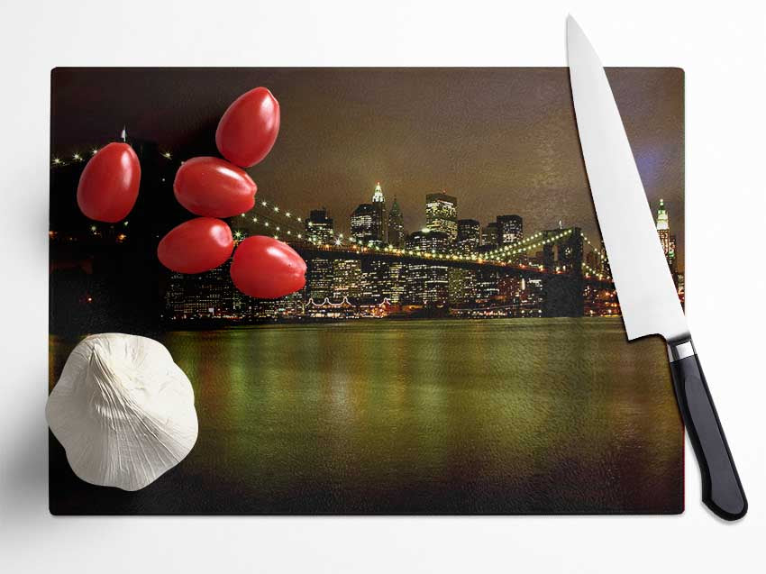 Brooklyn Bridge Green Waters Glass Chopping Board