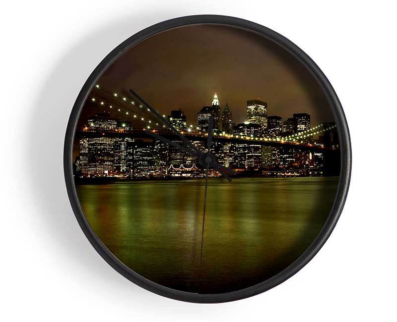 Brooklyn Bridge Green Waters Clock - Wallart-Direct UK