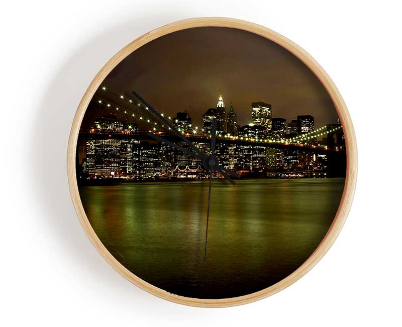 Brooklyn Bridge Green Waters Clock - Wallart-Direct UK