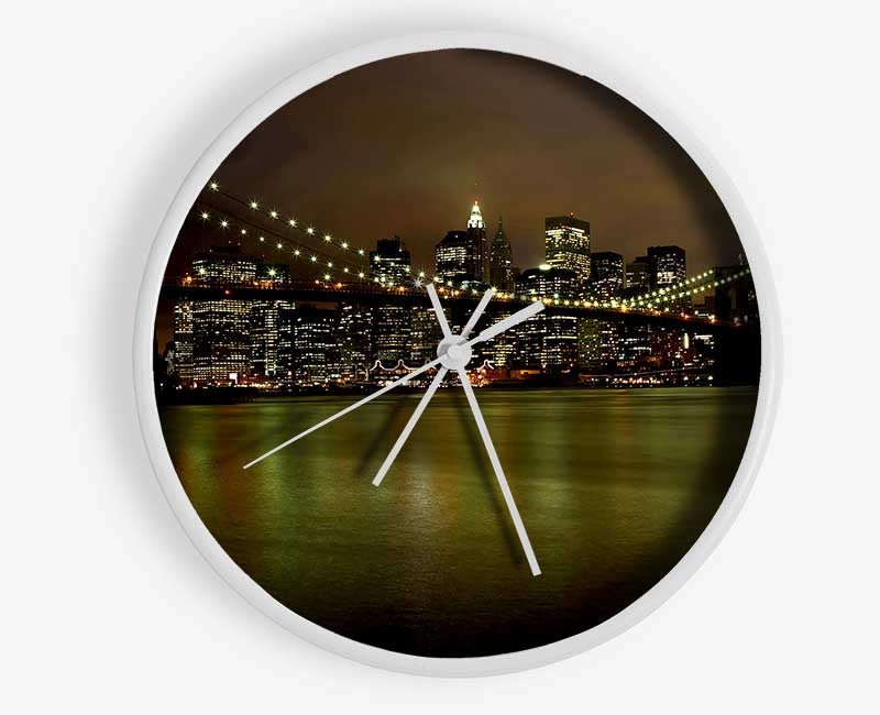 Brooklyn Bridge Green Waters Clock - Wallart-Direct UK