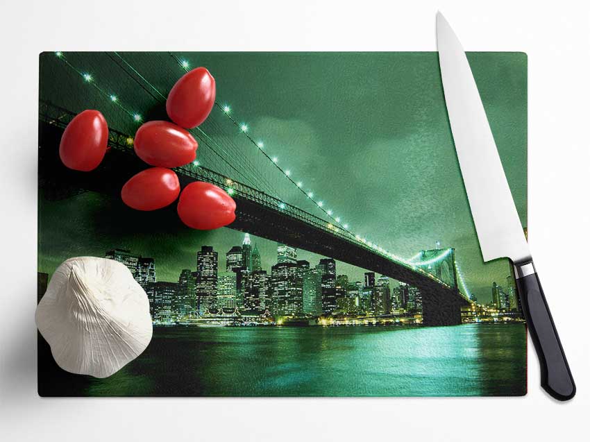 Brooklyn Bridge New York Green Cast Glass Chopping Board