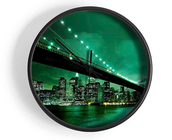 Brooklyn Bridge New York Green Cast Clock - Wallart-Direct UK