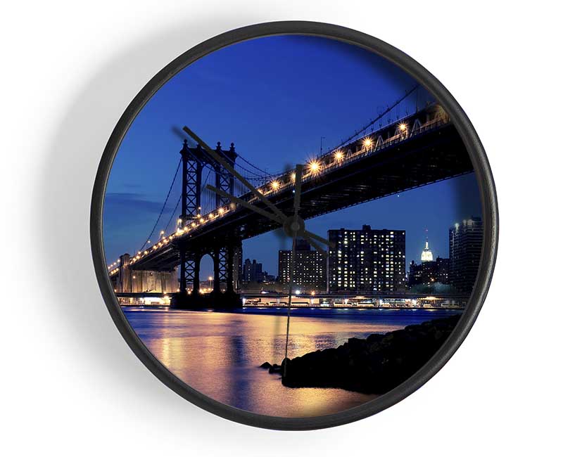 Brooklyn Bridge Peach Glow Clock - Wallart-Direct UK