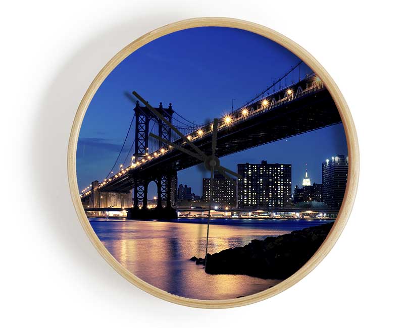 Brooklyn Bridge Peach Glow Clock - Wallart-Direct UK