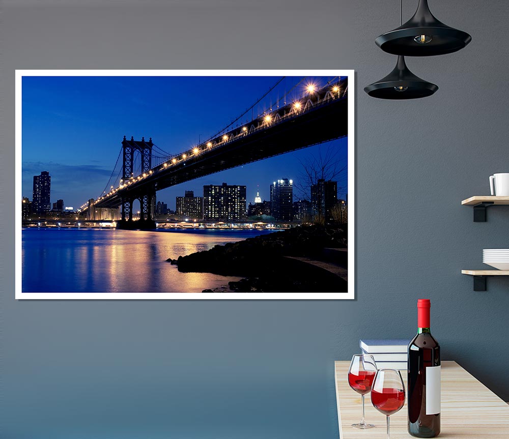 Brooklyn Bridge Peach Glow Print Poster Wall Art