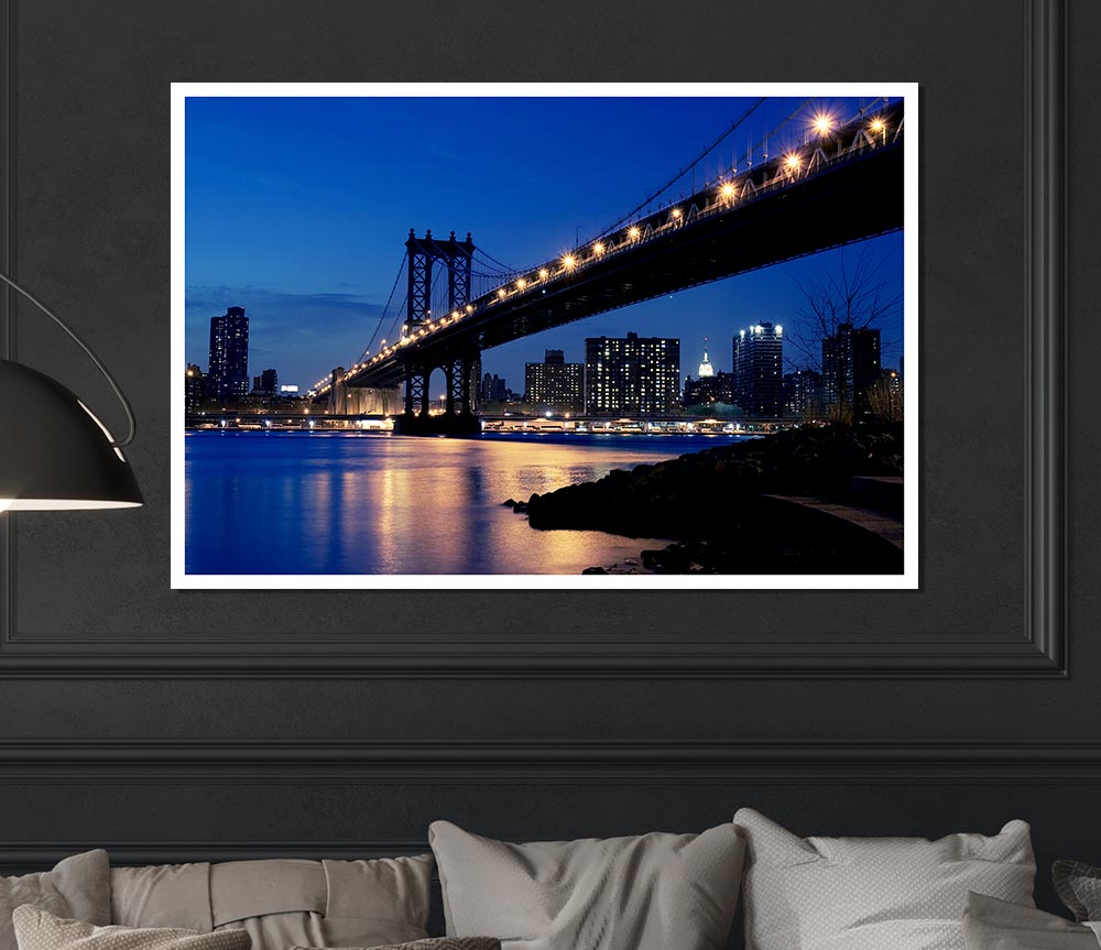 Brooklyn Bridge Peach Glow Print Poster Wall Art