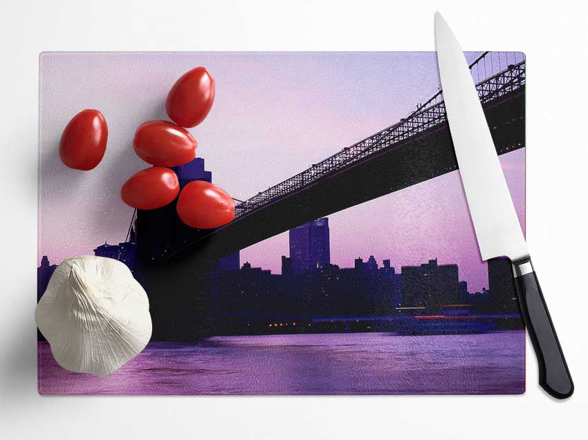 Brooklyn Bridge Purple Hue Glass Chopping Board