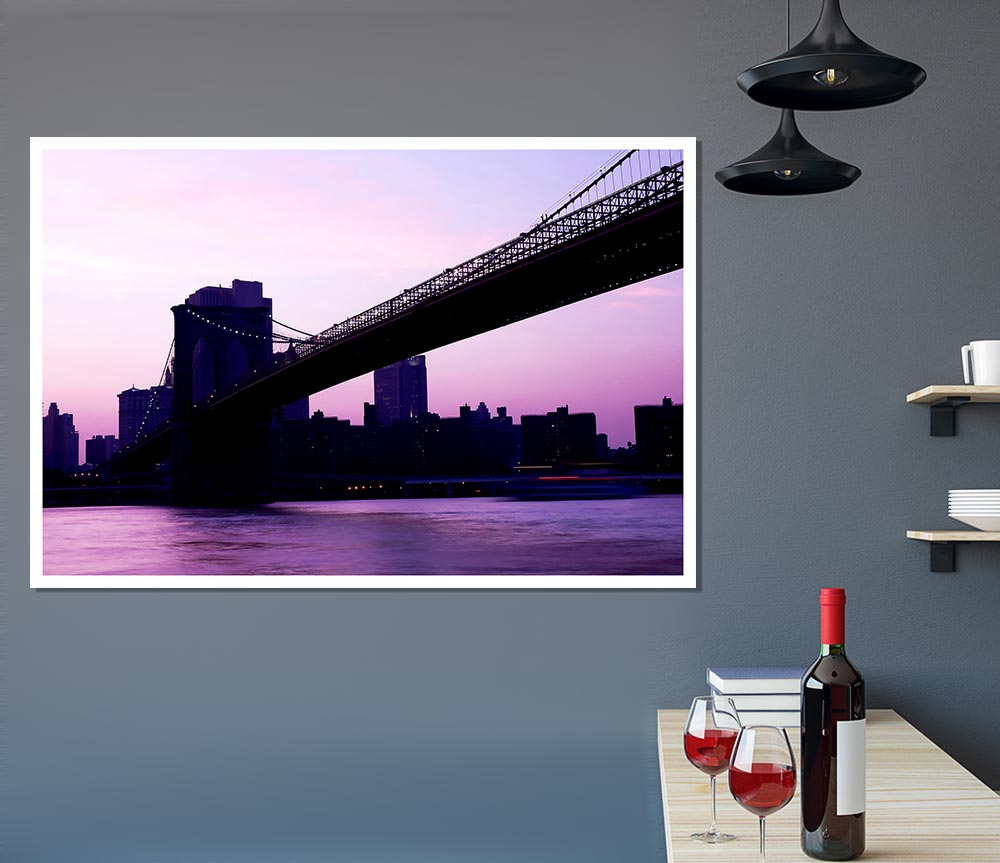 Brooklyn Bridge Purple Hue Print Poster Wall Art