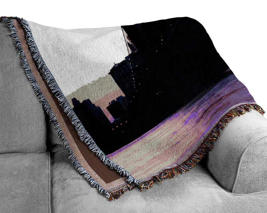 Brooklyn Bridge Purple Hue Woven Blanket