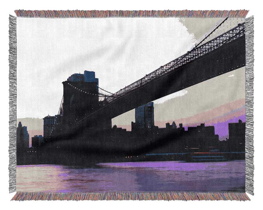 Brooklyn Bridge Purple Hue Woven Blanket