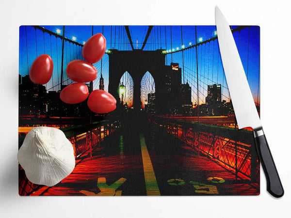 Brooklyn Bridge Red Cast Glass Chopping Board