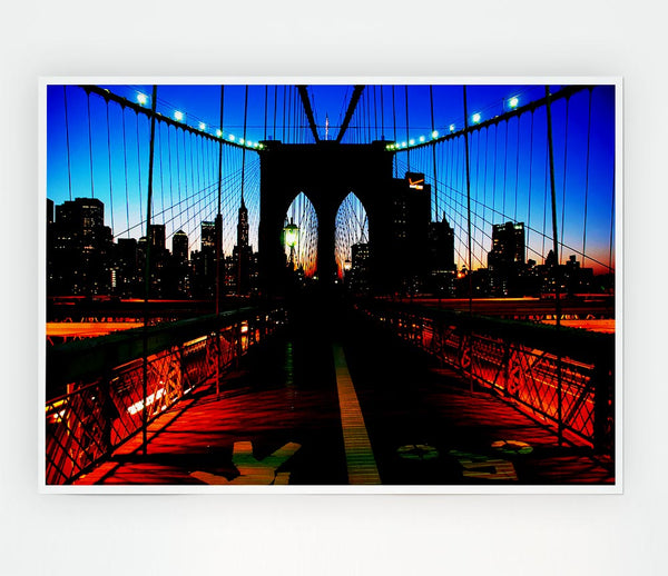 Brooklyn Bridge Red Cast Print Poster Wall Art