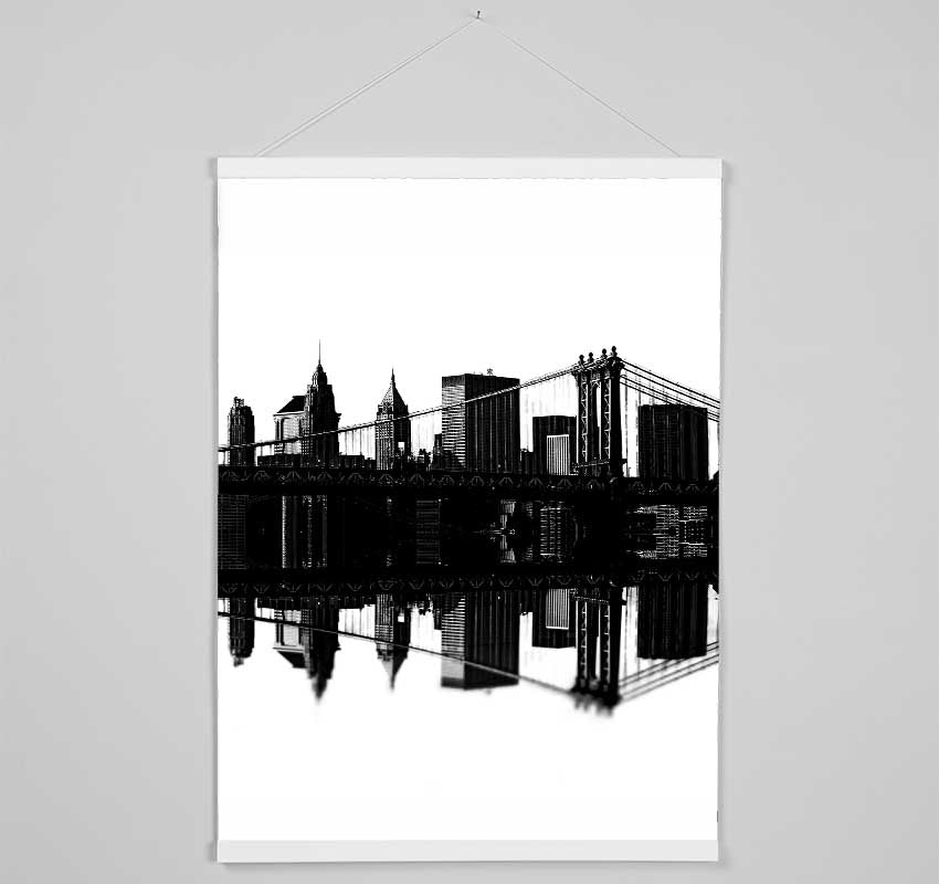 Brooklyn Bridge Reflections B n W Hanging Poster - Wallart-Direct UK