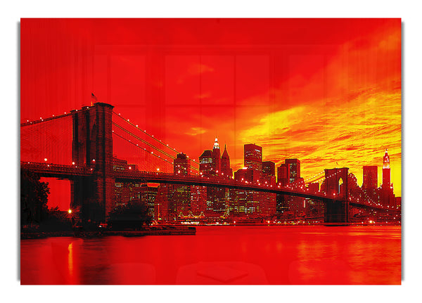 Brooklyn Bridge Himmel Orange Rot