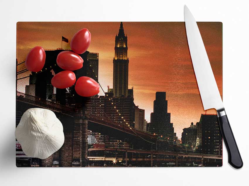 Brooklyn Bridge Stunning Skys Glass Chopping Board