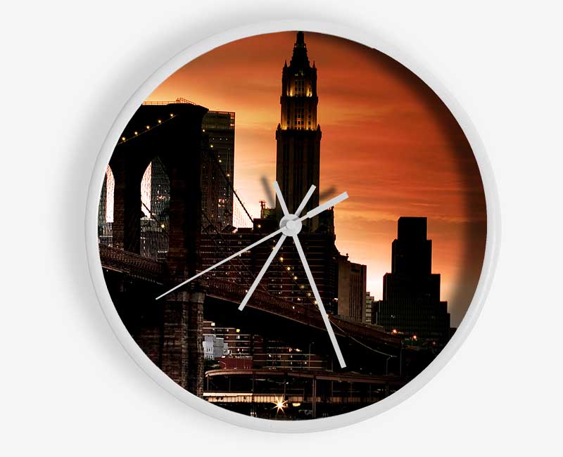 Brooklyn Bridge Stunning Skys Clock - Wallart-Direct UK