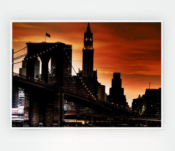 Brooklyn Bridge Stunning Skys Print Poster Wall Art