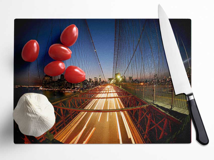 Brooklyn Bridge To New York City Glass Chopping Board