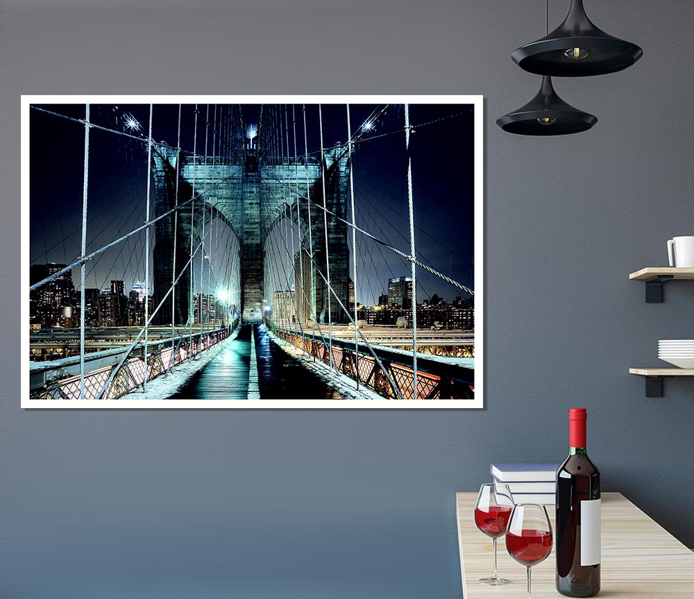 Brooklyn Bridge Walkway Print Poster Wall Art