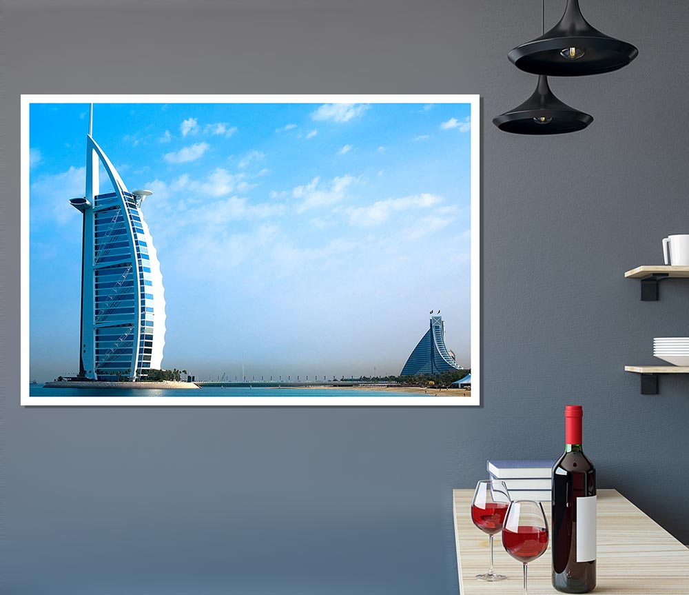 Burj Al Arab Dubai In The Morning Sky Print Poster Wall Art