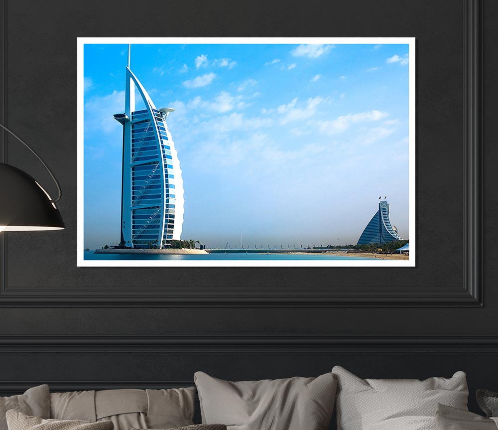 Burj Al Arab Dubai In The Morning Sky Print Poster Wall Art