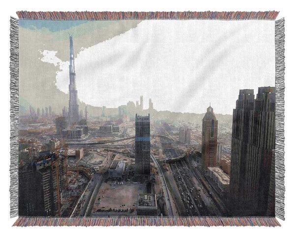 Burj Dubai Being Built Woven Blanket