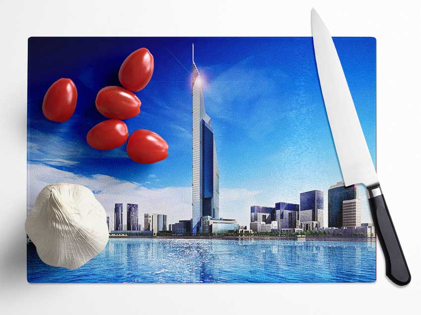 Burj Dubai Skyscraper Glass Chopping Board