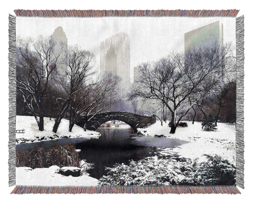 Central Park In Winter Woven Blanket