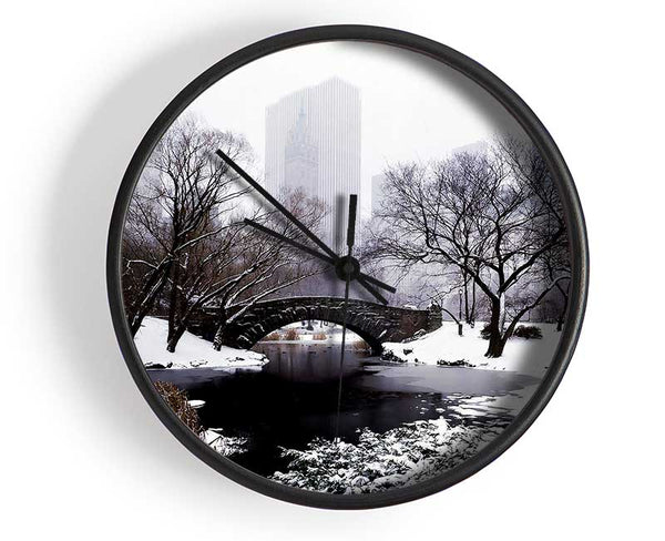 Central Park In Winter Clock - Wallart-Direct UK