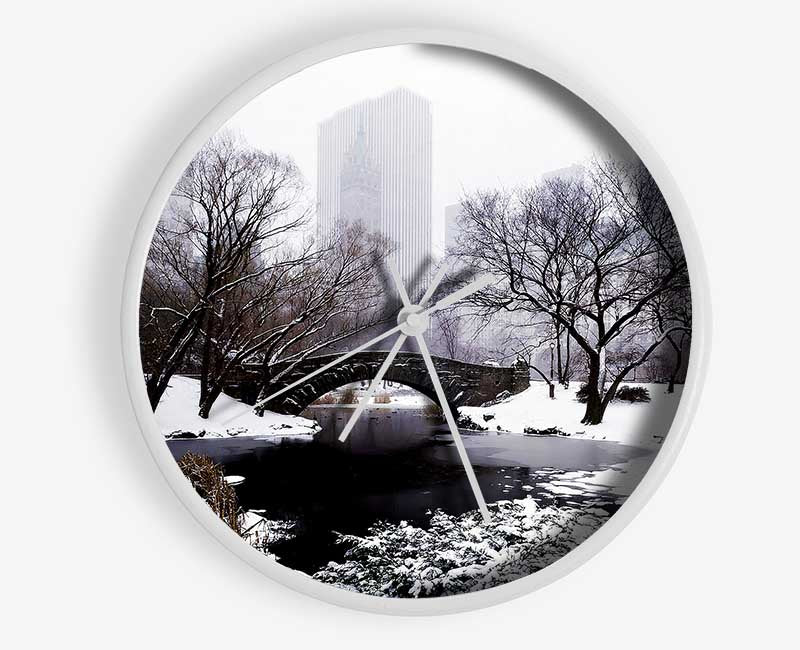 Central Park In Winter Clock - Wallart-Direct UK