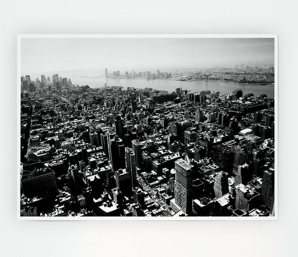 Chicago Arial View B N W Print Poster Wall Art