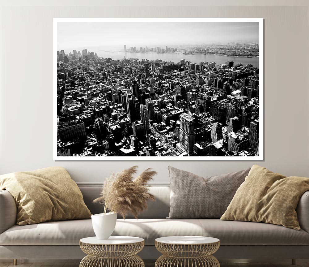 Chicago Arial View B N W Print Poster Wall Art