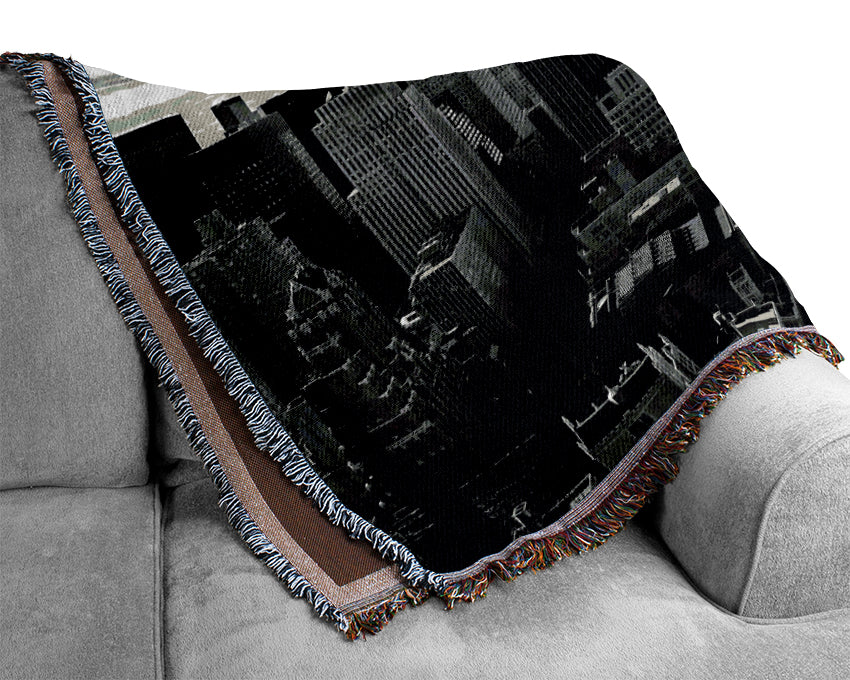 Chicago City View B n W Woven Blanket