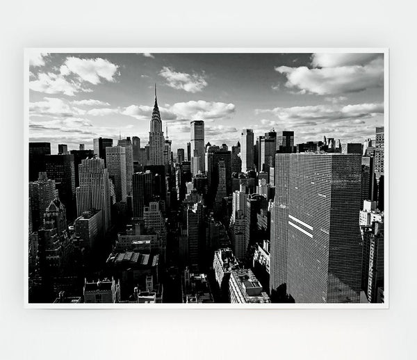 Chicago City View B N W Print Poster Wall Art