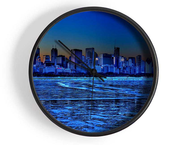 Chicago Ice Blue Waters Clock - Wallart-Direct UK