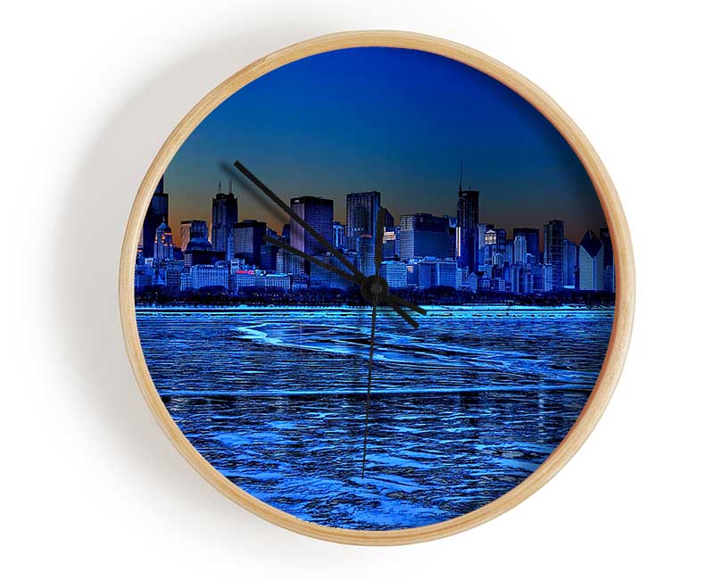 Chicago Ice Blue Waters Clock - Wallart-Direct UK