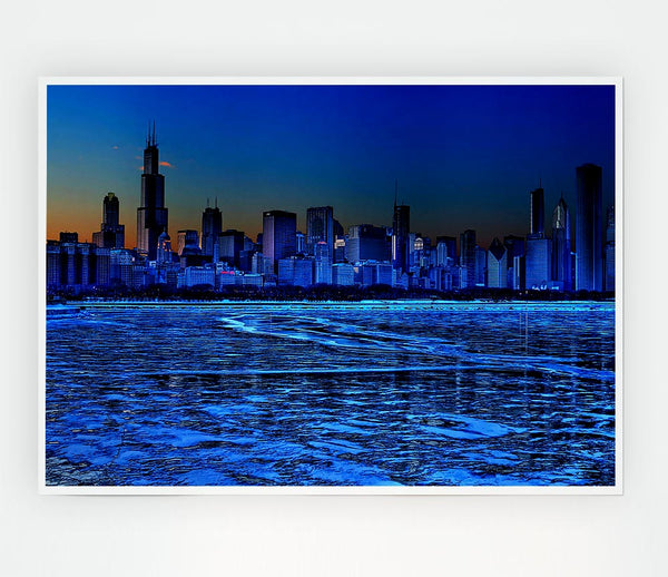 Chicago Ice Blue Waters Print Poster Wall Art