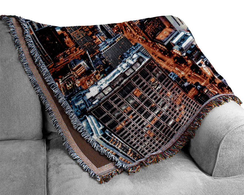 Chicago Illinois Night Lights Woven Blanket