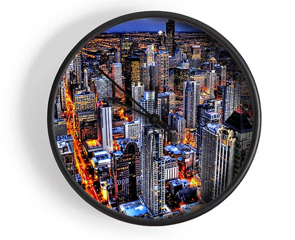 Chicago Illinois Night Lights Clock - Wallart-Direct UK