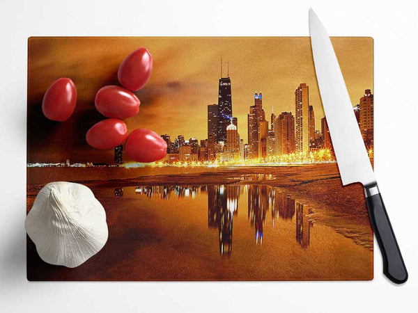 Chicago Late Evening Glass Chopping Board