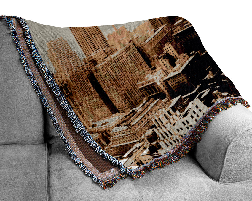 Chicago Mist Sepia Woven Blanket