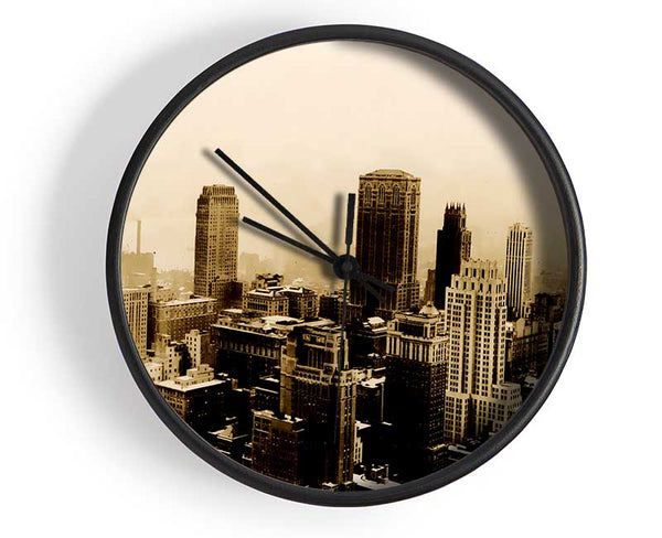 Chicago Mist Sepia Clock - Wallart-Direct UK