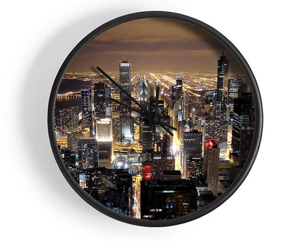 Chicago Skyline Nights Clock - Wallart-Direct UK