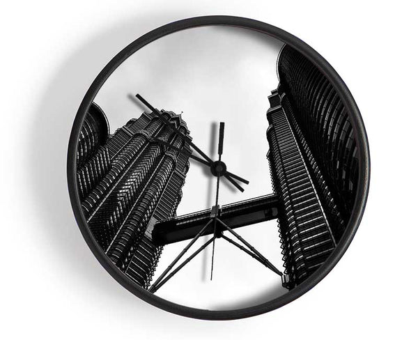 Petronas Towers Kuala Lumpur B n W Clock - Wallart-Direct UK