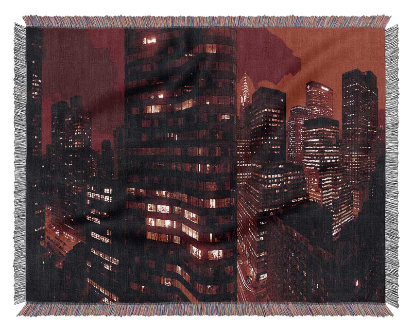 Chrysler Building Red Woven Blanket